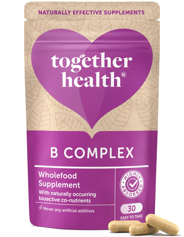 B-Vitamin Complex - Together Health - Whole Food Nutrients - 8 Essential B Vitamins - Vitamin C - Vegan Friendly - Made in The UK - 30 Vegecaps