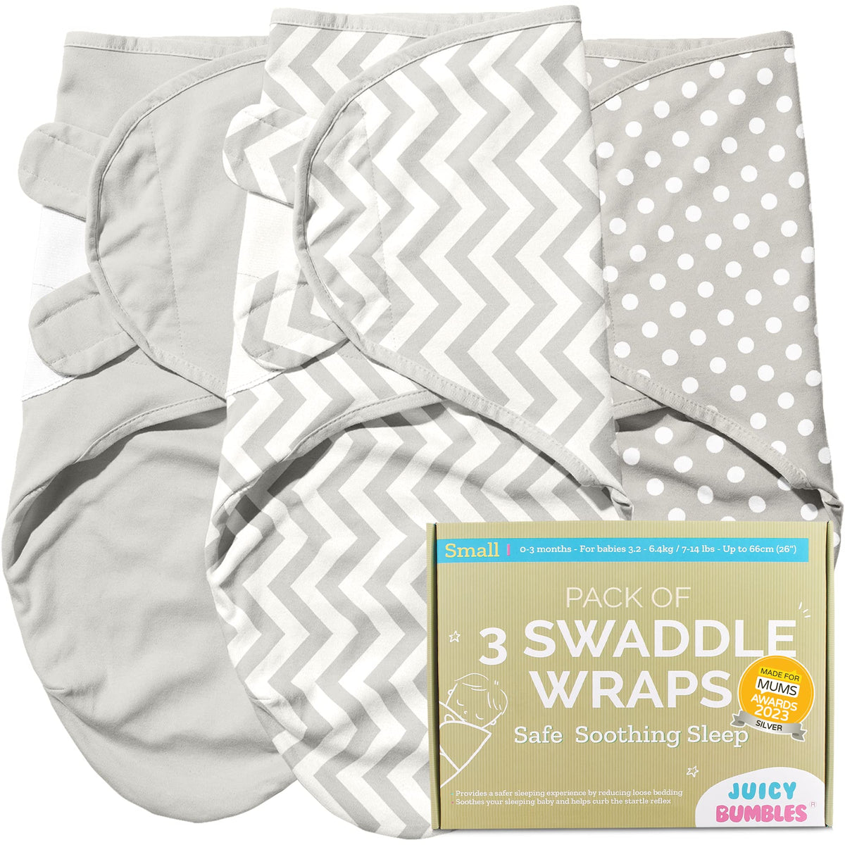 Juicy Bumbles Swaddle Blanket 0-3 Months - 100% Cotton Baby Swaddle Wrap Newborn - Set of 3 Swaddle Wrap - Baby Essentials for Newborn Baby Boy and Girl
