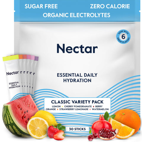 Nectar Hydration Packets - Electrolytes Powder Packets - Sugar Free & 0 Calorie - Organic Fruit Liquid Daily IV Hydrate Packets for Hangover & Dehydration Relief and Rehydration (Variety 30 Pack)