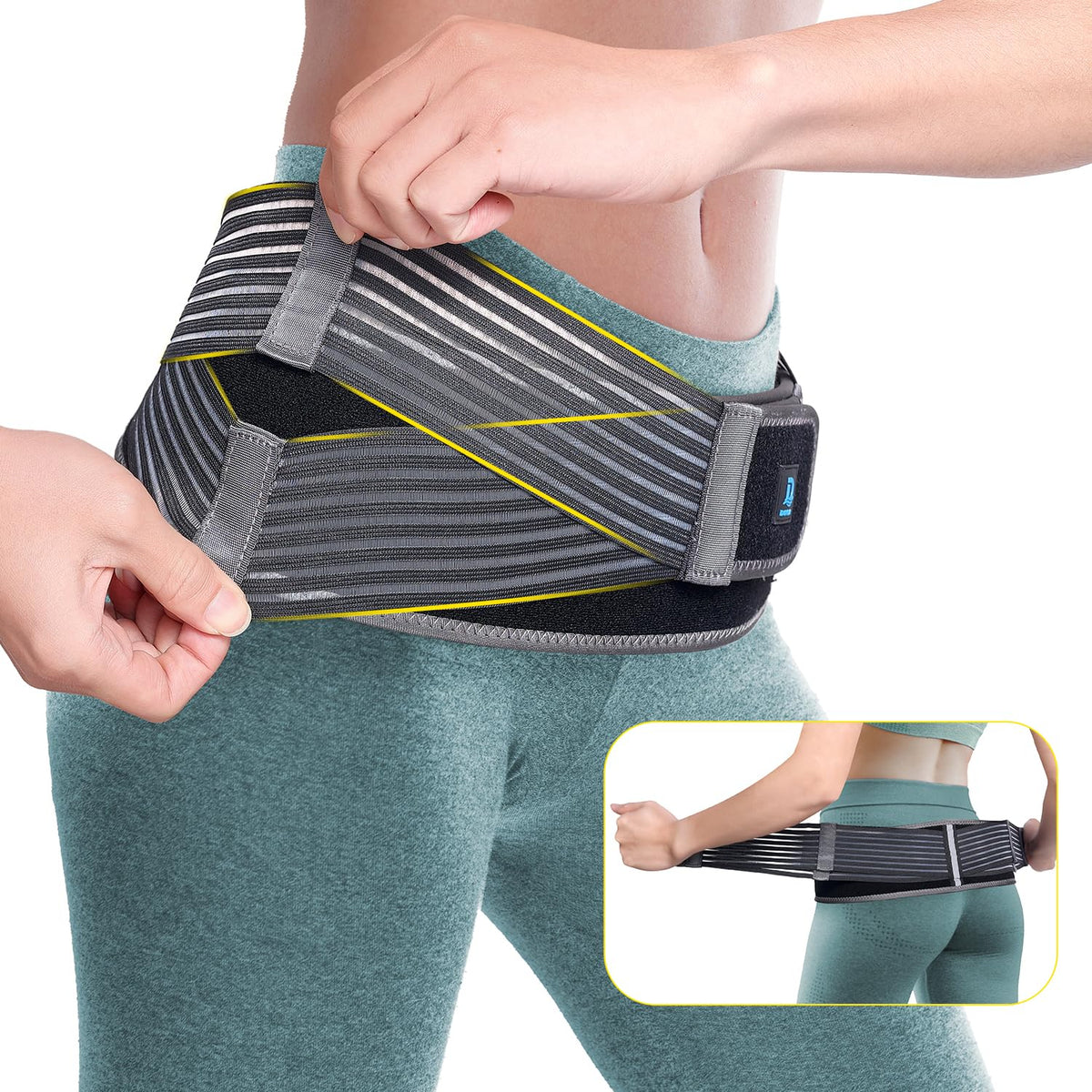 Sacroiliac Hip Belt, Si Joint Belt Support for Women Men, Alleviates Sciatic, Pelvic, Lumbar, Leg and Sacral Nerve Pain, Adjustable Diamond Compression Trochanter Belt Brace-M