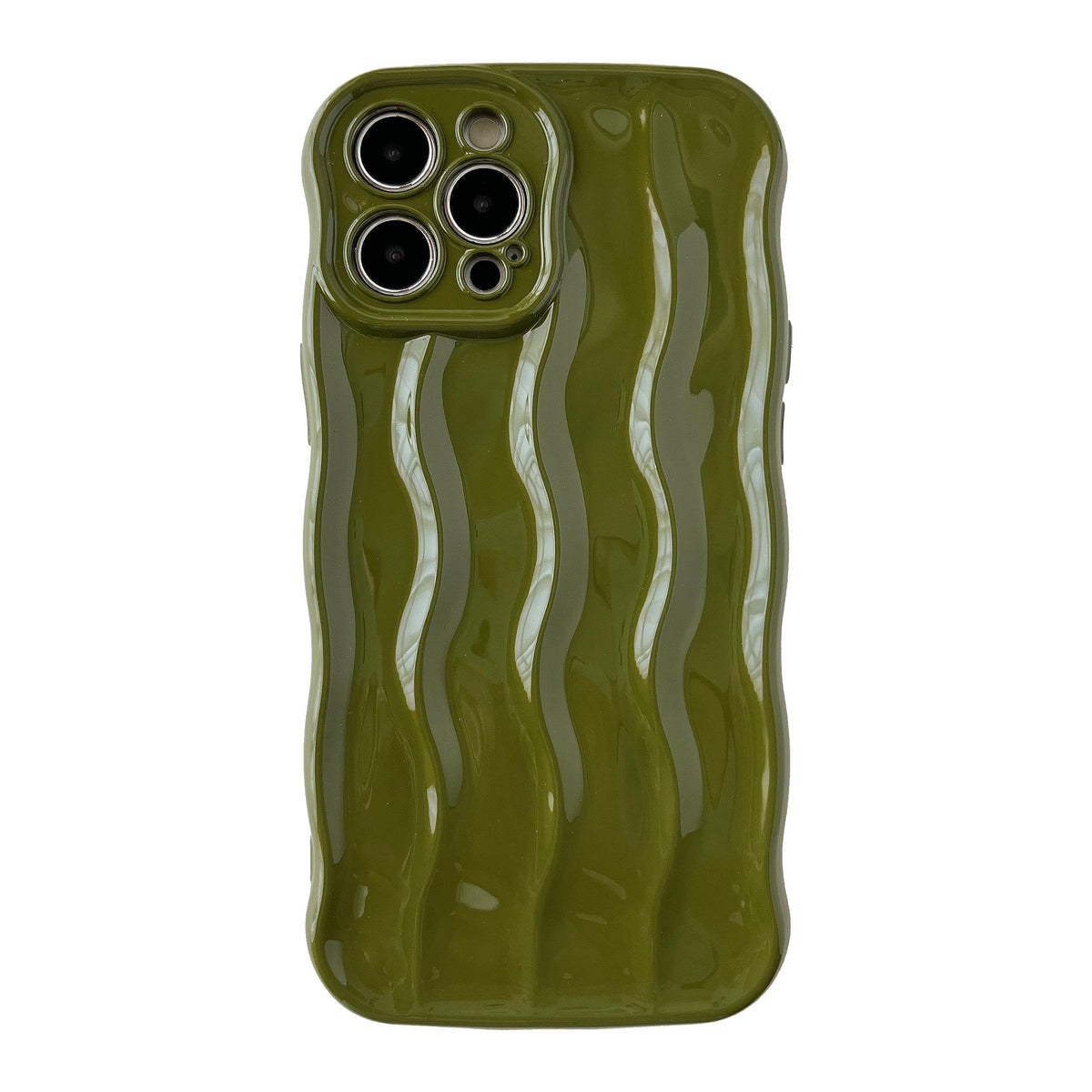 Caseative for iPhone 12 Pro Max Case,Water Ripple Pattern Curly Wave Frame Soft Compatible with iPhone Case (Green,iPhone 12 Pro Max)