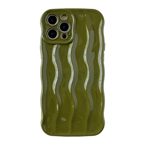 Caseative for iPhone 12 Pro Max Case,Water Ripple Pattern Curly Wave Frame Soft Compatible with iPhone Case (Green,iPhone 12 Pro Max)