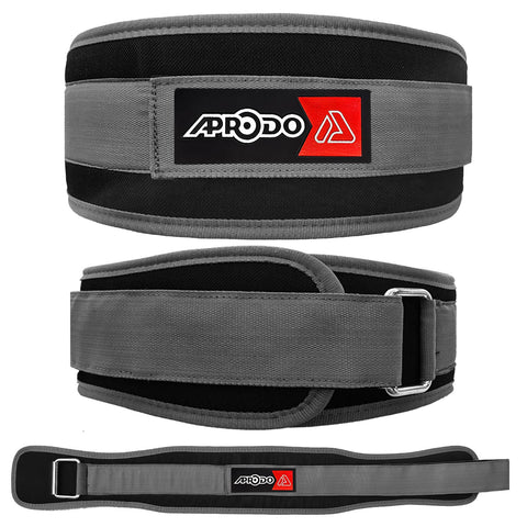 APRODO Multipurpose Weight Lifting Belt for Back Support Comfortable & Durable for Powerlifting, Weightlifting, Gym, Workout - Nylon, (4 Inch Wide) for Men and Women (Grey, Large 36'' - 40'')