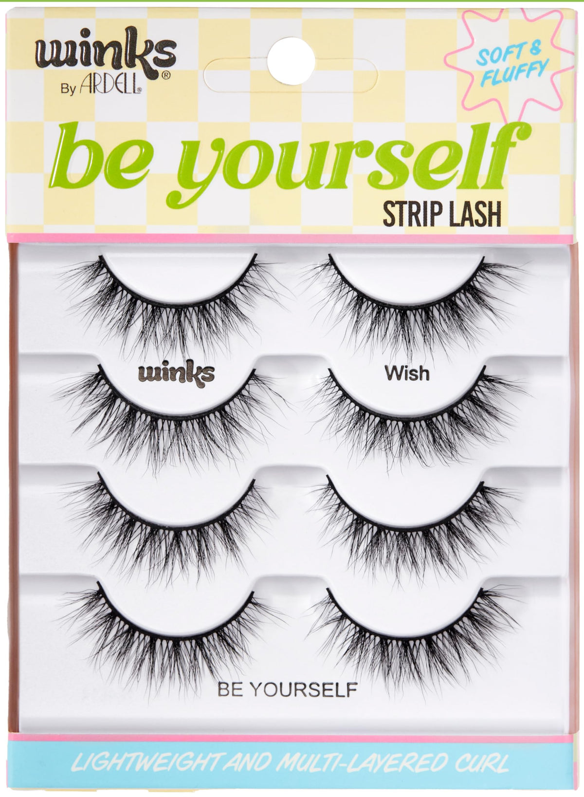 Ardell Winks Be Yourself Lashes, Wish, Black Strip Lash, Dramatic Doll-Eye Effect, 4-Pack