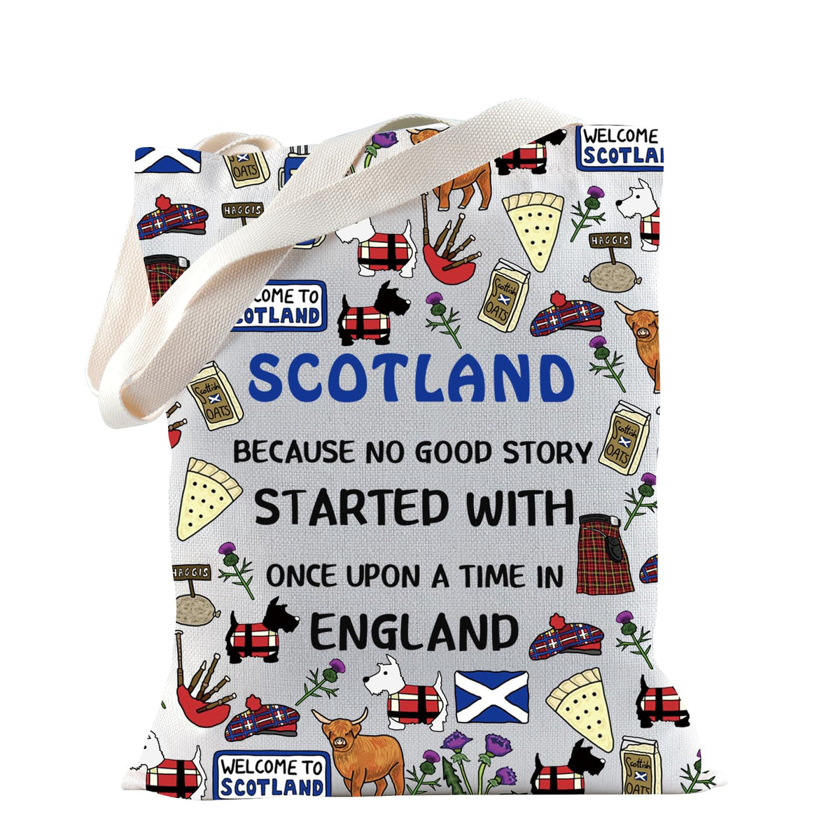 TSOTMO Scotland Gift Welcome To Scotland Tote Bag Gift Scottish Gift Scotland Trip Travel Bag For Scotland Lovers (Scotland Tote)