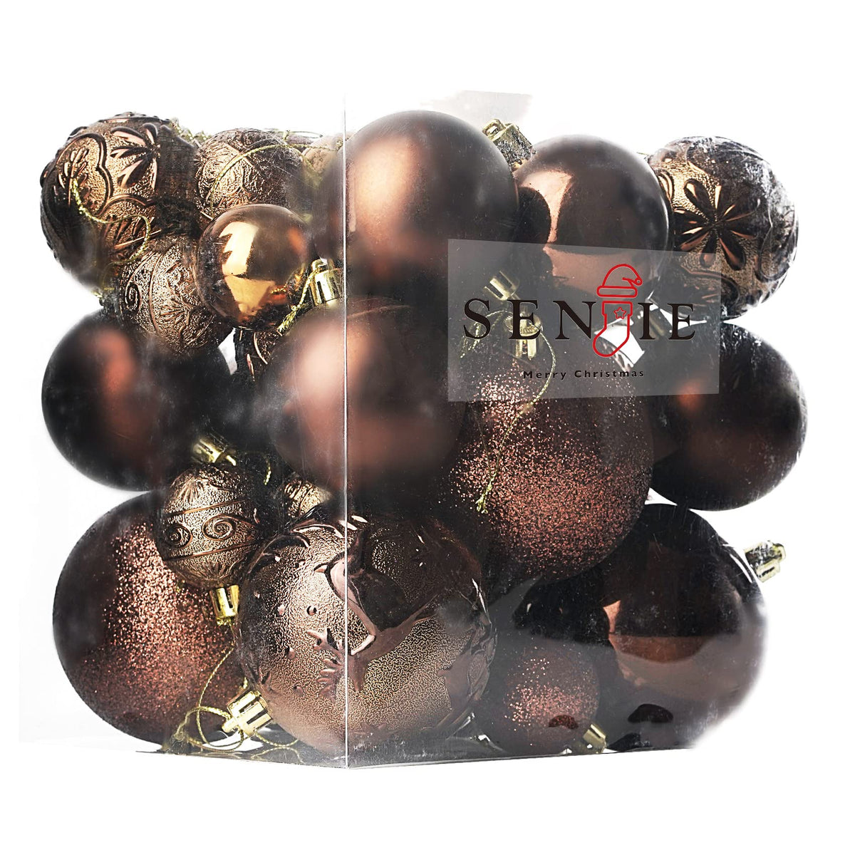 Christmas Ornaments for Xmas Trees,Brown Shatterproof Christmas Ball Ornaments