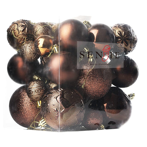 Christmas Ornaments for Xmas Trees,Brown Shatterproof Christmas Ball Ornaments