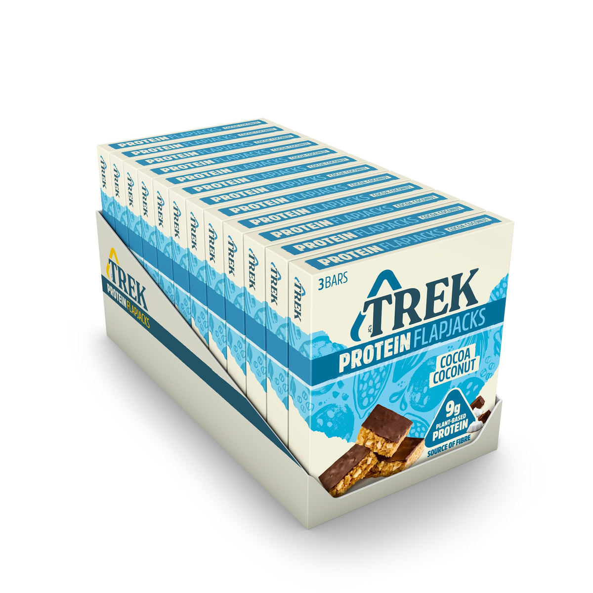 TREK High Protein Flapjack Cocoa Coconut - Gluten Free - Plant Based - Vegan Snack - 50g x 36 bars