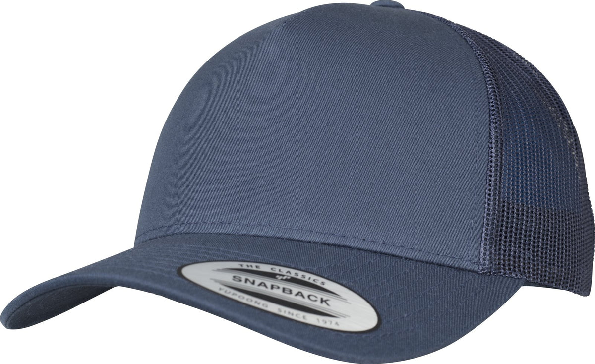 FLEXFIT Trucker Cap, Classic Trucker Hat, Baseball Trucker Cap with 5-Panel and Mesh Back, Adjustable Baseball Hat with Plastic Closure, Headwear, Unisex, Colour: Navy, Size: One Size