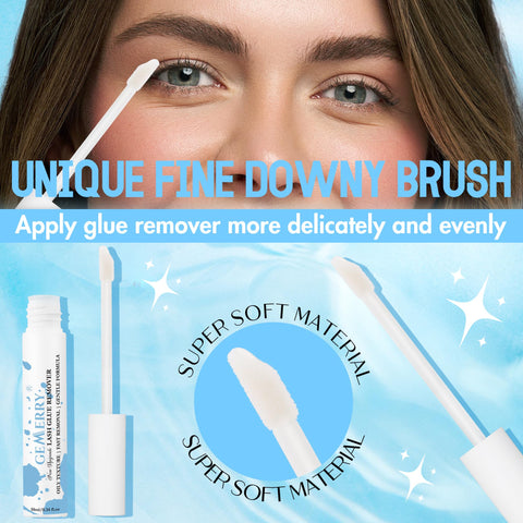 Gemerry Lash Extension Remover for Lash Clusters 10ml Cluster Lash Glue Remover Gentle Formula Oil Eyelash Extension Remover New Upgrade Fine Downy Brush for Self-Use at Home Eyelash Glue Remover