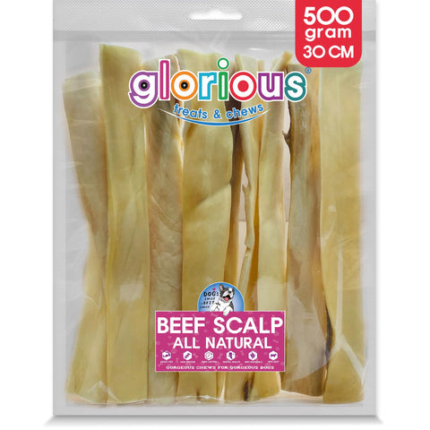 Natural Dog Treats Beef Scalp Strips: Premium Single-Ingredient High-Protein Canine Delights - Formulated for Dental Health, Satisfying Chew Experiences for Dogs Across and Breeds 30 cm