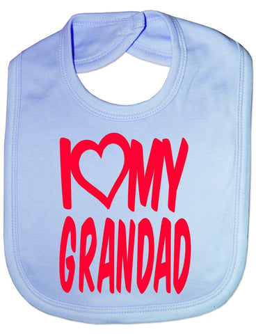 I Love My Grandad Boys Girls Baby Feeding Bib Gift One Size Blue