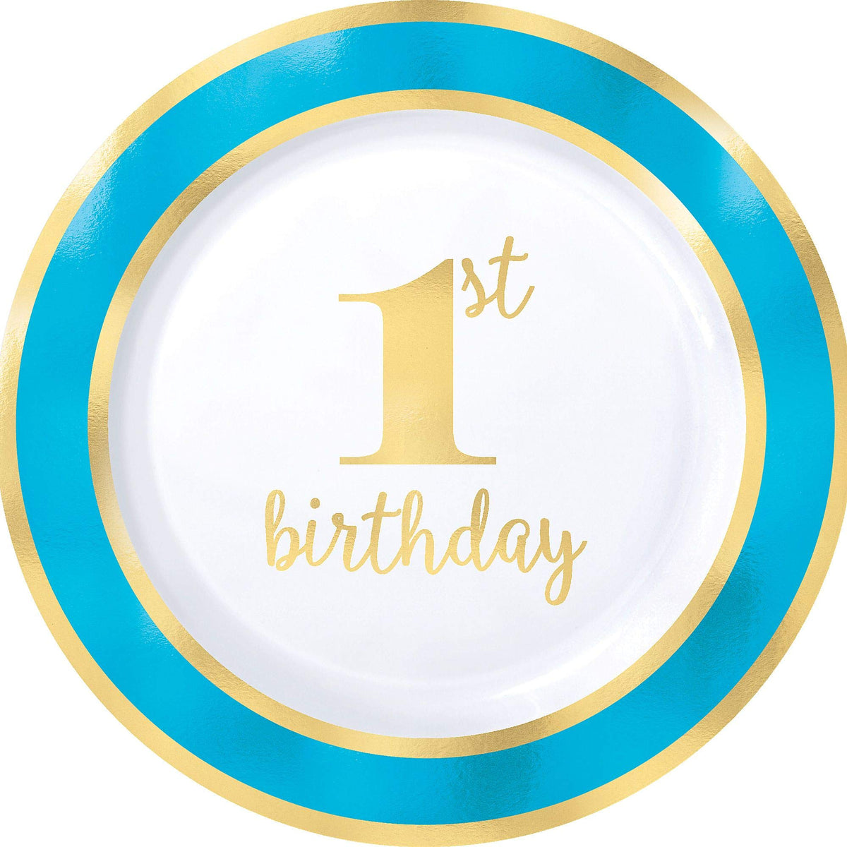 Amscan Reusable Party Plates 1st Birthday Supplies, Blue