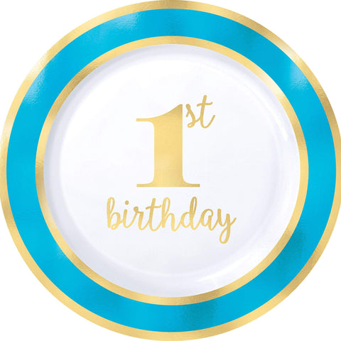 Amscan Reusable Party Plates 1st Birthday Supplies, Blue