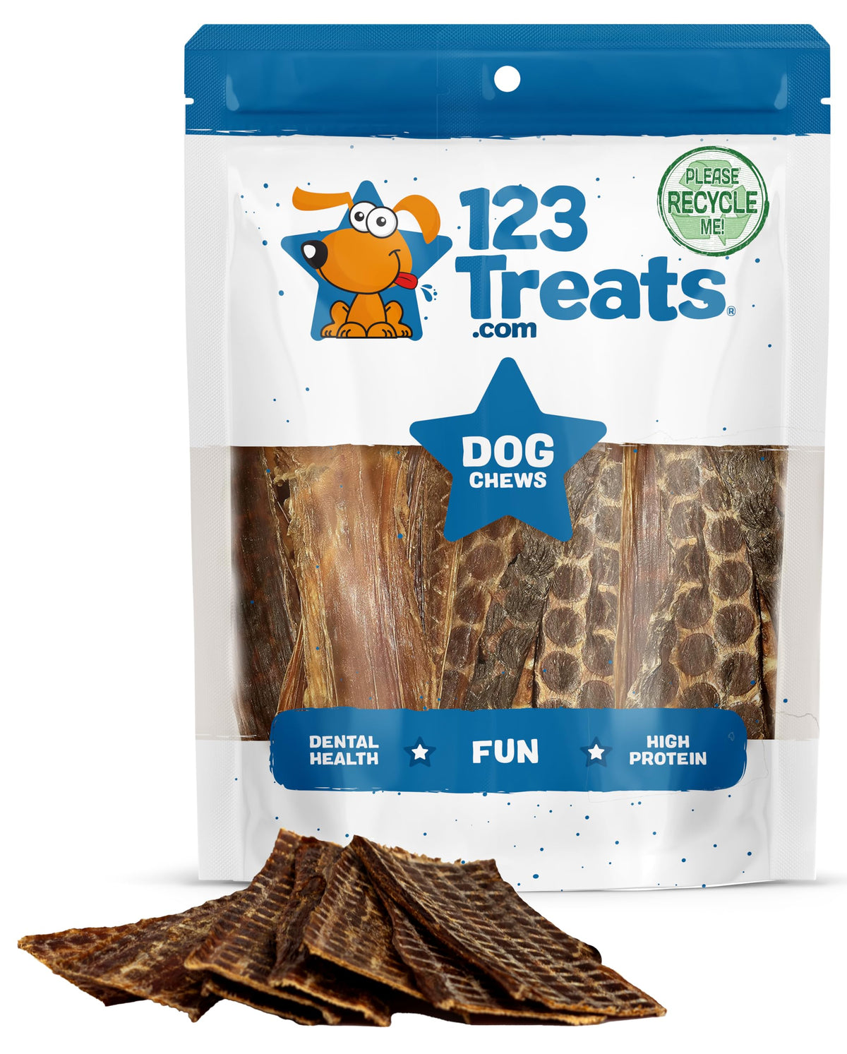 123 Treats - Esophagus Dog Treats (6 Inches - 25 Count) 100% Natural Gullet Sticks for Dogs Flat - Beef Jerky Dog Treats Strips Free of Preservatives, Hormones & Antibiotics