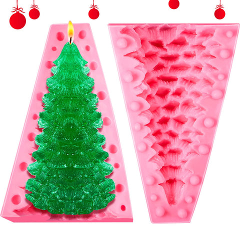 3D Christmas Tree Silicone Candle Maker for Candle Making Christmas Tree Maker Xmas Pine Tree Silicone Soap Maker DIY Baking Maker Soap Maker for Christmas Decoration Supplies