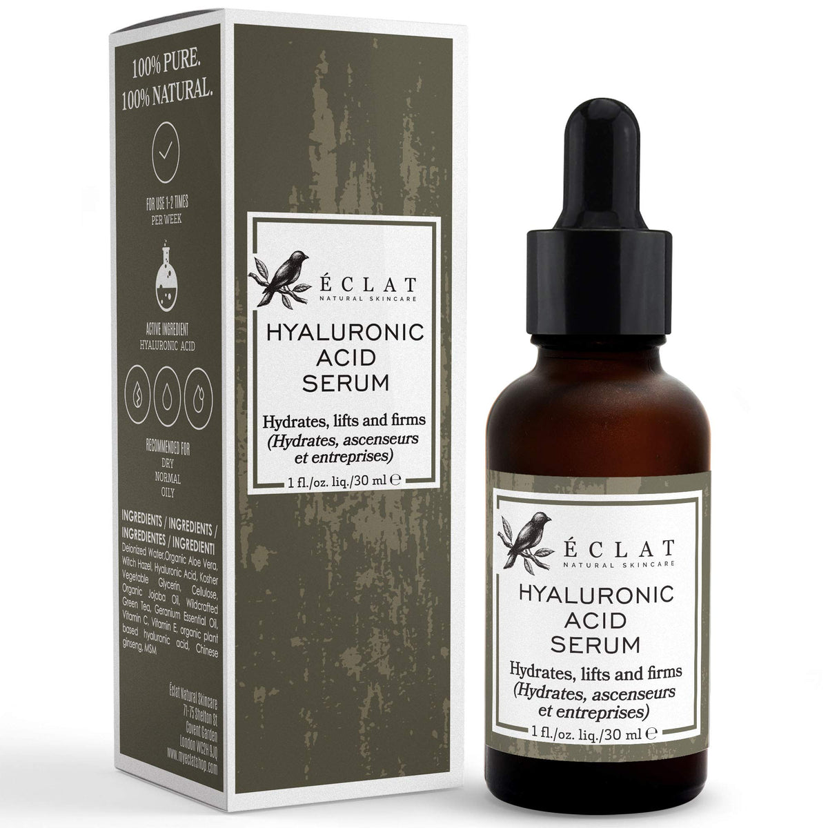 Hyaluronic Acid Serum for Face - 2.5% Hyaluronic Acid + 3% B5 with Vitamin C & E, Aloe Vera, Facial Serum for Anti Aging and Anti Wrinkle, Hydrating Serum, Face Serum for All Skin Type