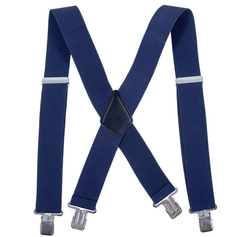 Men Utility Suspenders Adjustable Elastic - Heavy Duty 2 Inch Wide X Shape Strong Clip Suspender - blue - One size