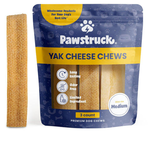 Pawstruck Himalayan Yak Dog Chew (3-4 oz. Pieces) Natural Yak & Cow Milk/Cheese from Himalayas Long-Lasting, Jumbo Treat for Dog, Best Thick Chew Stick - 3 Pack - Packaging May Vary