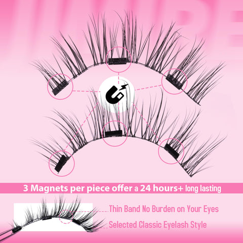 Magentic Eyelashes Natural Look Wispy Manga Magnetic Lashes Reusable 14MM Magnetic Lashes with Applicator No Glue Needed Magnetic Eyelashes without Eyeliner Clear Band False Eyelashes by JIMIRE