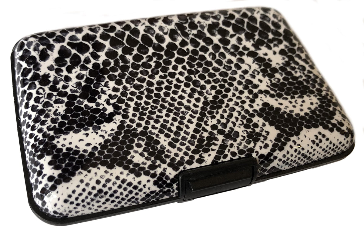 Aluminium Wallet Card Holder Case RFID Secure Protection Snake Print Design