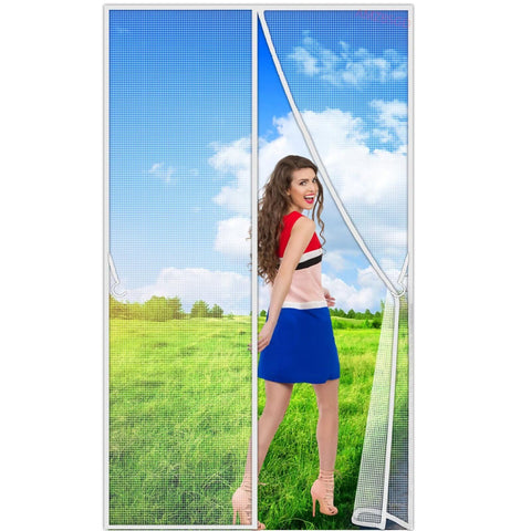 Reinforced Cat Screen Door, 125x245cm Heavy Duty Pets Proof Screen Door with Zipper, Prevent Dogs Cats Running Out from Home White Customizable
