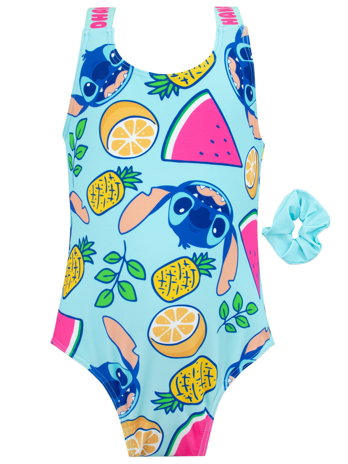 Disney Lilo and Stitch Bathing Suit with Scrunchie | Stitch Girls Swimsuits | Girls One Piece Swimsuits | 7 Multicoloured
