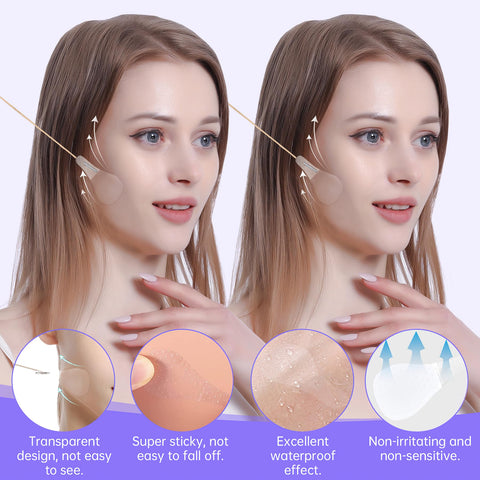 Face Lift Tapes, Invisible Stickers with Fixed Rope, Instant Wrinkle Lifting Patches Neck Eye Tape for V-Line Face(8pcs Elastic Bands 40pcs Replacement Tapes)