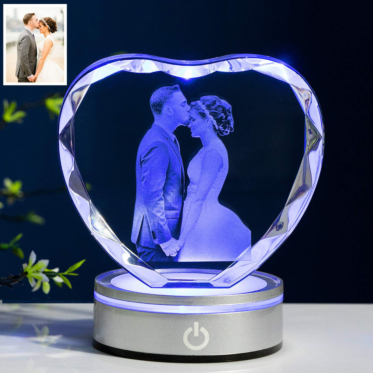 Custom Engraved Heart Photo Frame with LED Light - Personalized Christmas/Birthday Gift for Girlfriend/Couple