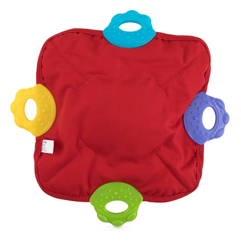 Nuby Teething Blankie Characters May Vary, Red/Yellow/Green/Orange/Blue, 1 Count