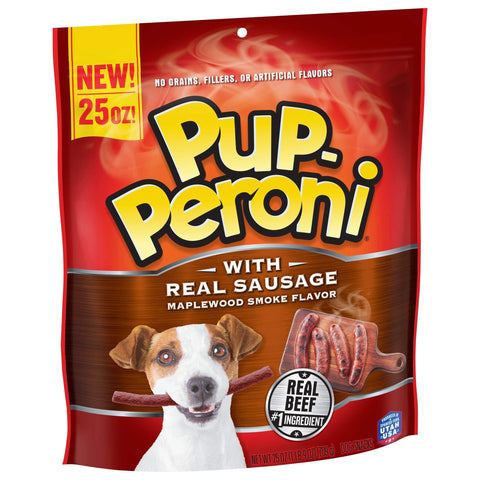 Pup-Peroni Dog Treats with Real Sausage, Maplewood Smoke Flavor, 25-Ounce Bag
