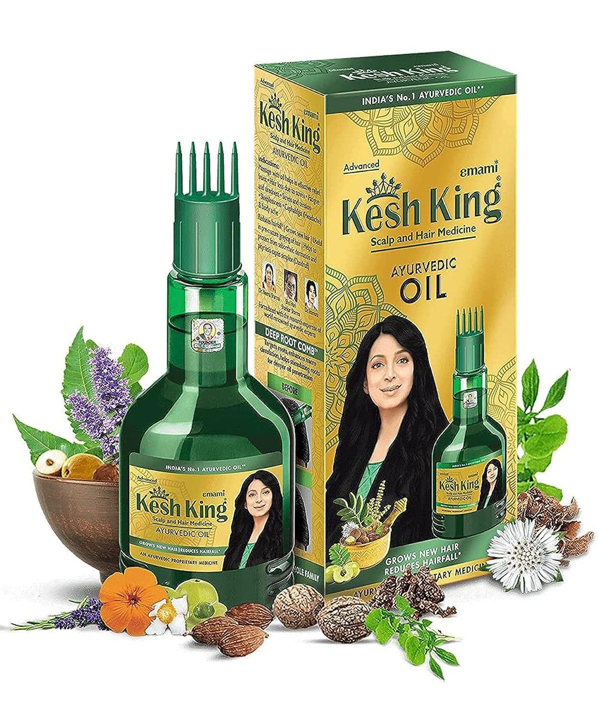 Emami Kesh King Ayurvedic Hair Oil | Herbal Oil with Bhringraj & Amla | Enhance Hair Growth | Reduce Hairfall | Nourishes Scalp | Provides Long & Thick Hairs | 1.69 Fl Oz/50ml