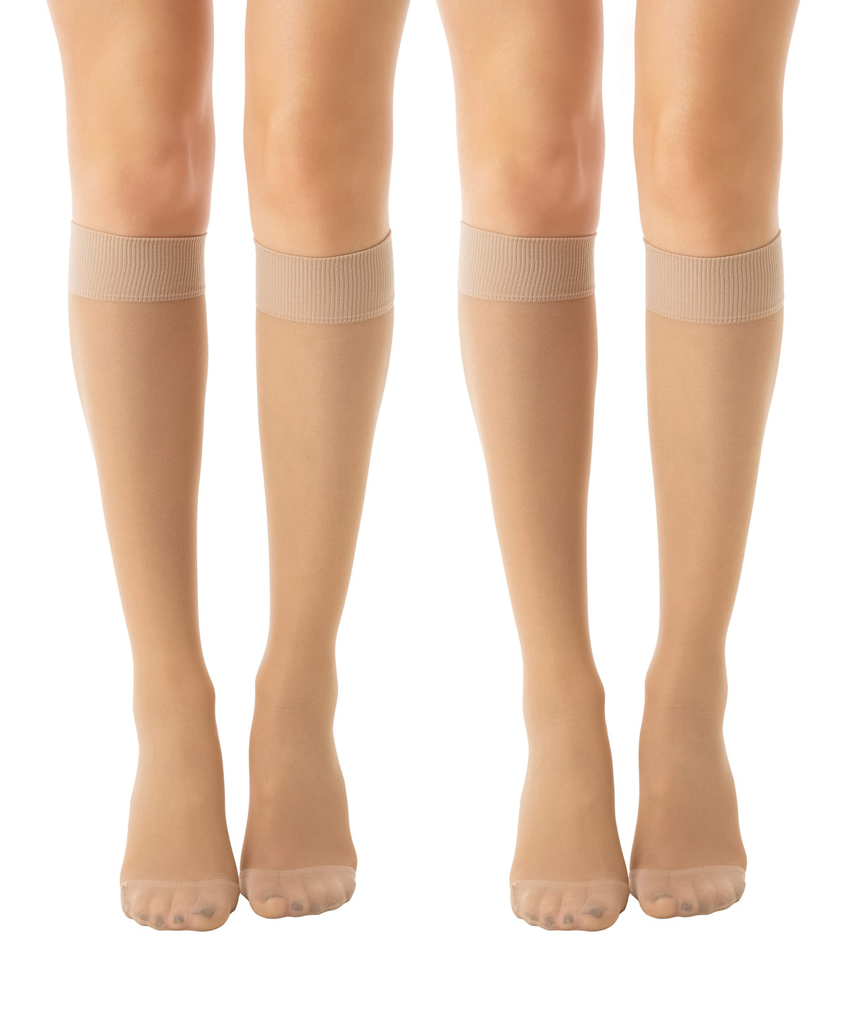 Relaxsan Basic 850 (2 Pairs - Skin 1/S) Compression Socks for Women, Knee High Socks 18-22 mmHg