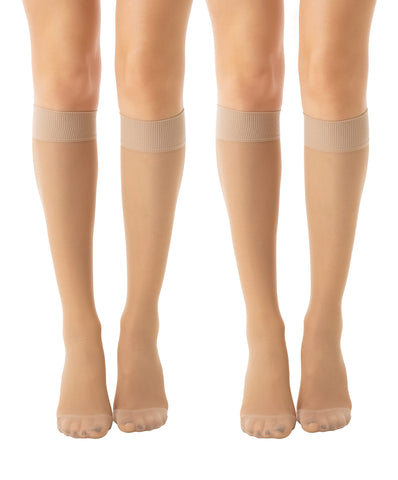 Relaxsan Basic 850 (2 Pairs - Skin 1/S) Compression Socks for Women, Knee High Socks 18-22 mmHg