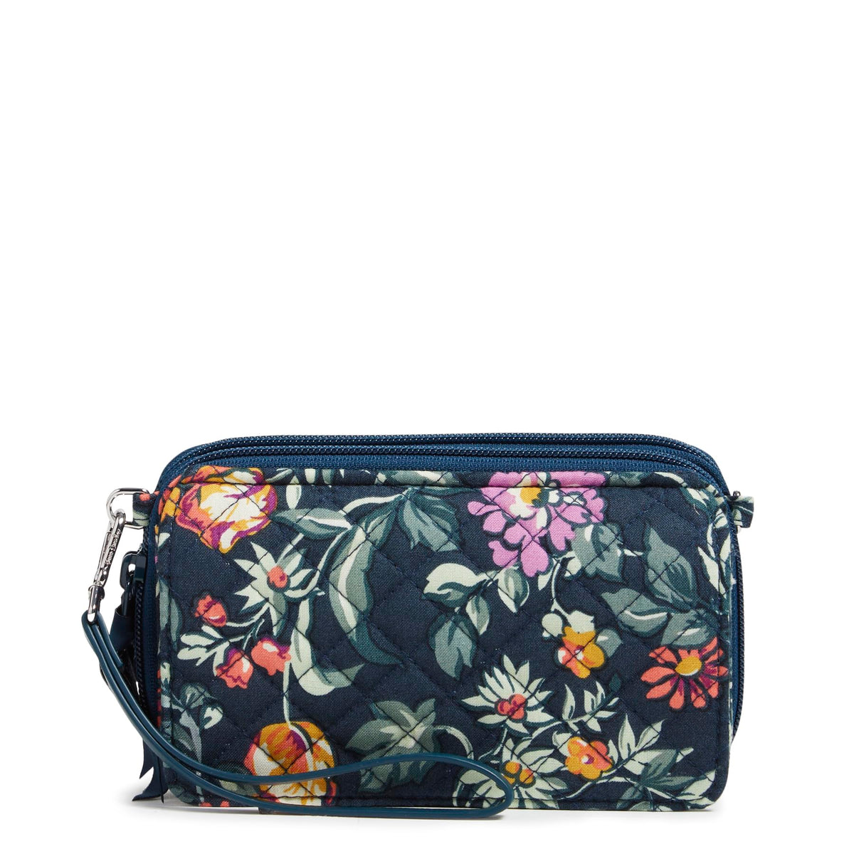 Vera Bradley Women's Cotton All in One Crossbody Purse with RFID Protection, Fresh-Cut Floral Green, Size