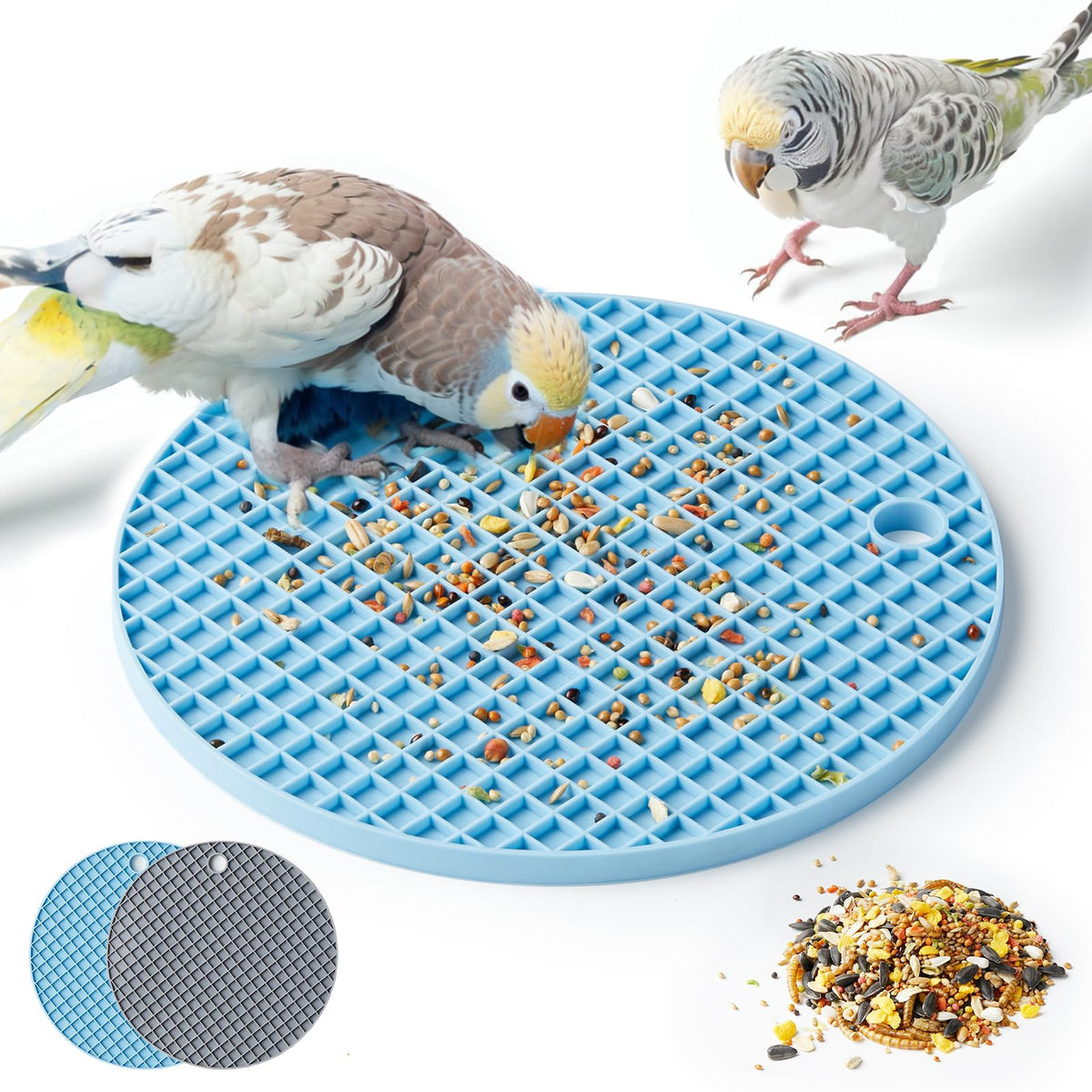 2Pcs Bird Foraging Toys Puzzle, Bird Slow Feeder Mats, Interactive Parrot Foraging Toys to Increase Feeding Time, Bird Enrichment Toys for Parakeet, Cockatiel, African Grey, Conure, Budgies