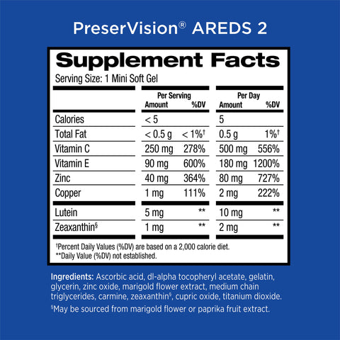 PreserVision AREDS 2 Eye Vitamin & Mineral Supplement, Contains Lutein, Vitamin C, Zeaxanthin, Zinc & Vitamin E, 120 Softgels