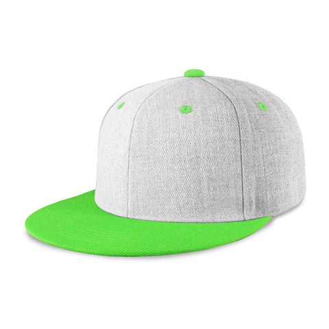 CHOK.LIDS Flat Bill Visor Classic Snapback Hat Blank Adjustable Brim High Top End Trendy Color Style Two Tone Baseball Cap (Ash/Lime)