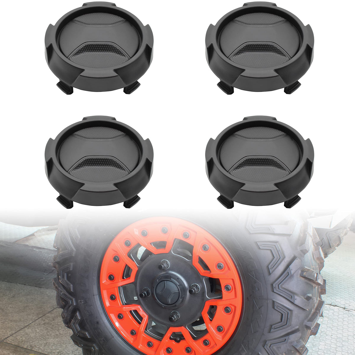 SAUTVS Tire Wheel Hub Caps for Can-Am X3 Turbo RR, New Black Wheel Caps Rim Cap Center Cap Covers for Can Am Maverick X3 MAX Turbo RR 2020-2021 Accessories (4PCS, Replace 705402528)