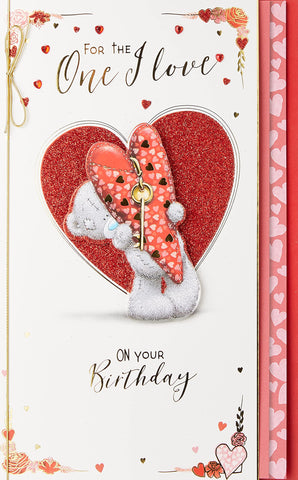 Me To You For The One I Love On Your Birthday Heart and Key Birthday Card,Mixed,Size:6x9,AHT01007