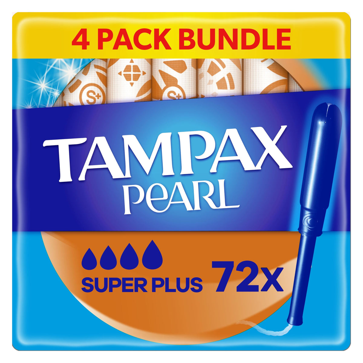Tampax Pearl Tampons, Super Plus With Applicator, 72 Tampons (18 x 4 Packs), Leak Protection And Discretion, Super Absorbent