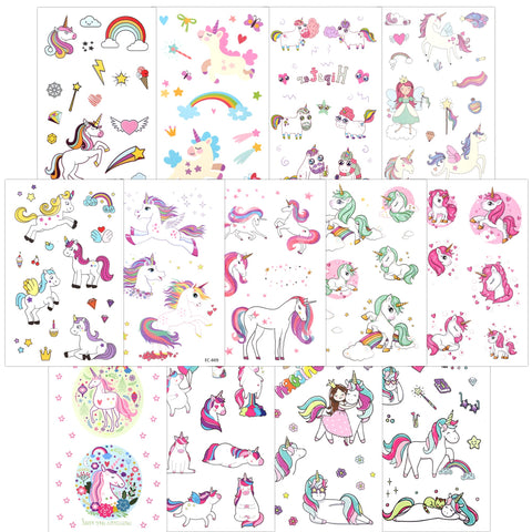 Konsait 145Pcs Magic Animals Temporary Tattoos for Kids Girls Cute Tattoo Party Supplies Great Girls Party Favors for Kids Birthday Party Goody Bag Pinatta Fillers(13 Sheets)