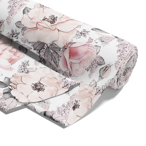 Fabric by The Meter Cotton 5M x 160 cm - Fabrics for Sewing Decoration and DIY Projects Ideal for Clothing Home Textiles and craftwork Wild Rose