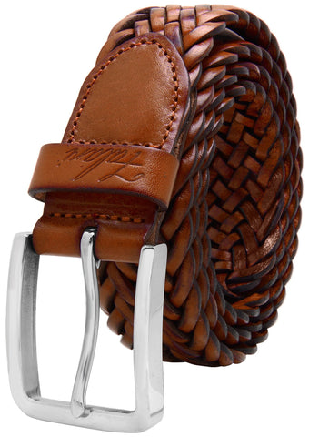 Falari Men's Braided Belt Light Brown 38-40 9007-LBN-L