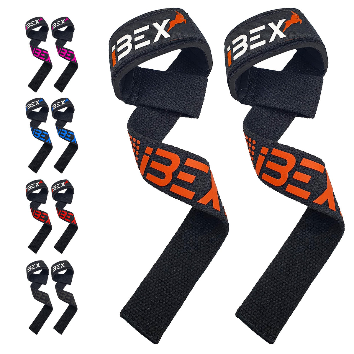 iBEX Weight Lifting Straps with Padded Wrist Support and Advanced Gel Grips - Strongly stitched 100% cotton Extra Long Gym Straps for Deadlift, Workout & Barbell Shrugs