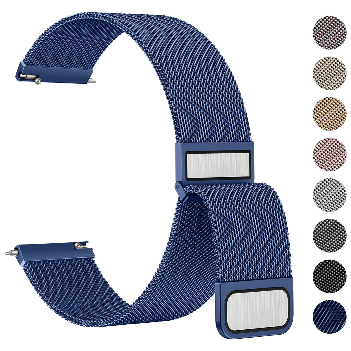 Meliya 20mm 22mm Watch Bands Stainless Steel Metal Quick Release Replacement Wristband Straps for Men Women (20mm, Navy Blue)