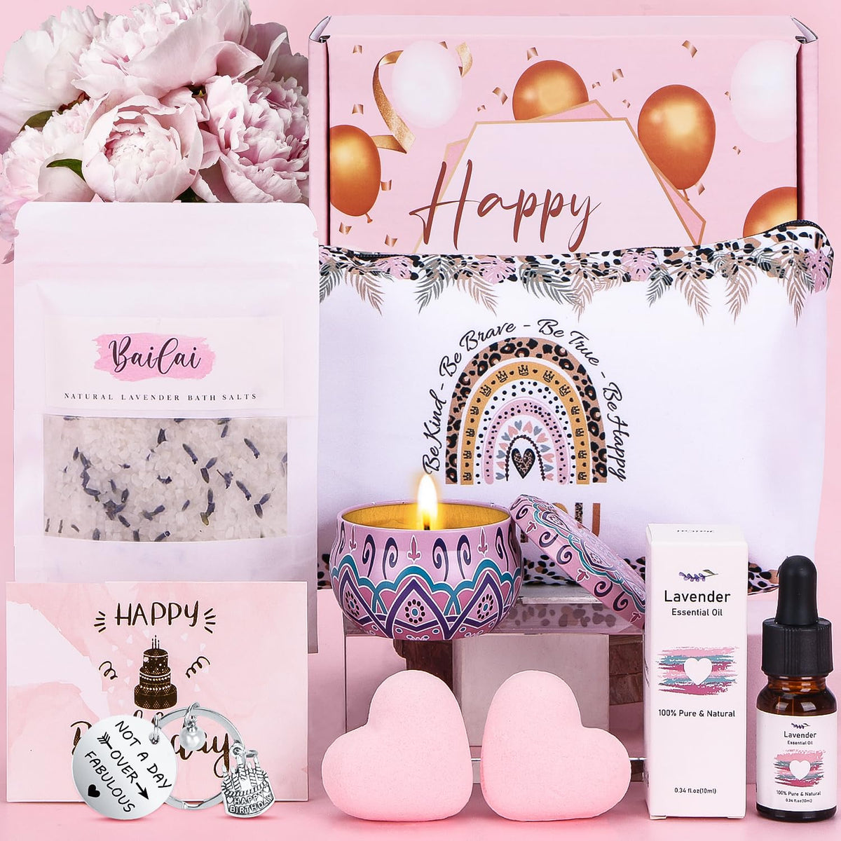 Birthday Pamper Gifts for Women Her, Unique Happy Birthday Hampers for Women Self Care Package for Her Female Birthday Presents Basket Birthday Gifts Ideas for Women Best Friend, Mum, Sister, Wife