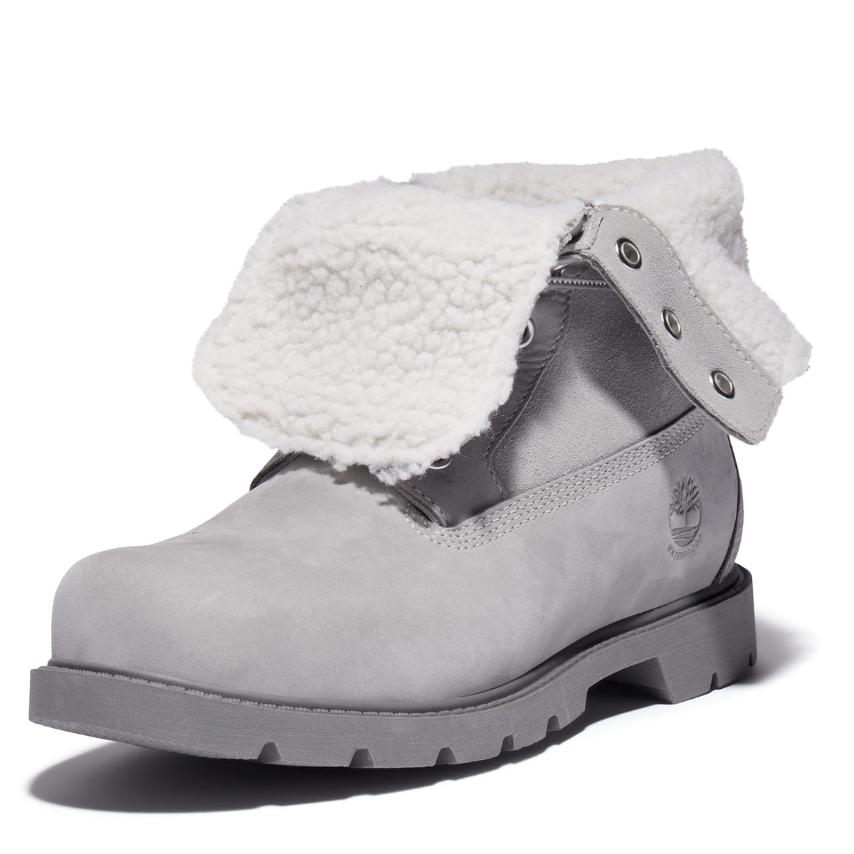 Timberland Women's Linden Woods Waterproof Fleece Fold-Down Fashion Boot, Medium Grey Nubuck, 8