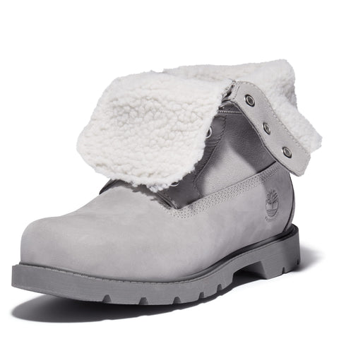 Timberland Women's Linden Woods Waterproof Fleece Fold-Down Fashion Boot, Medium Grey Nubuck, 8