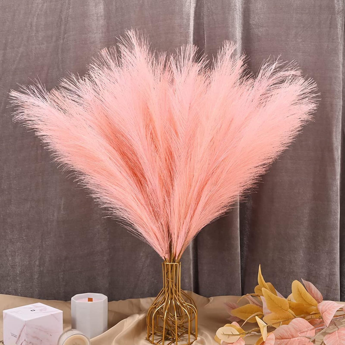 VIDSTW Pack of 30 Pampas Grass Pink 55 cm Pampas Grass Artificial Pampas Grass de Decorative Pampas Grass Pink Living Room Decoration Fluffy Faux Pampas Grass Boho for Home Kitchen Wedding